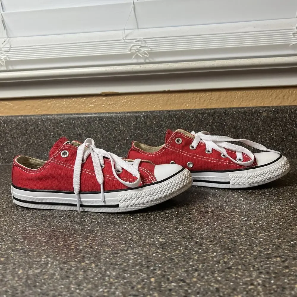 Converse All Star Kids Youth 2 Red Canvas Low Top Lace Up Comfort Casual Sneaker
